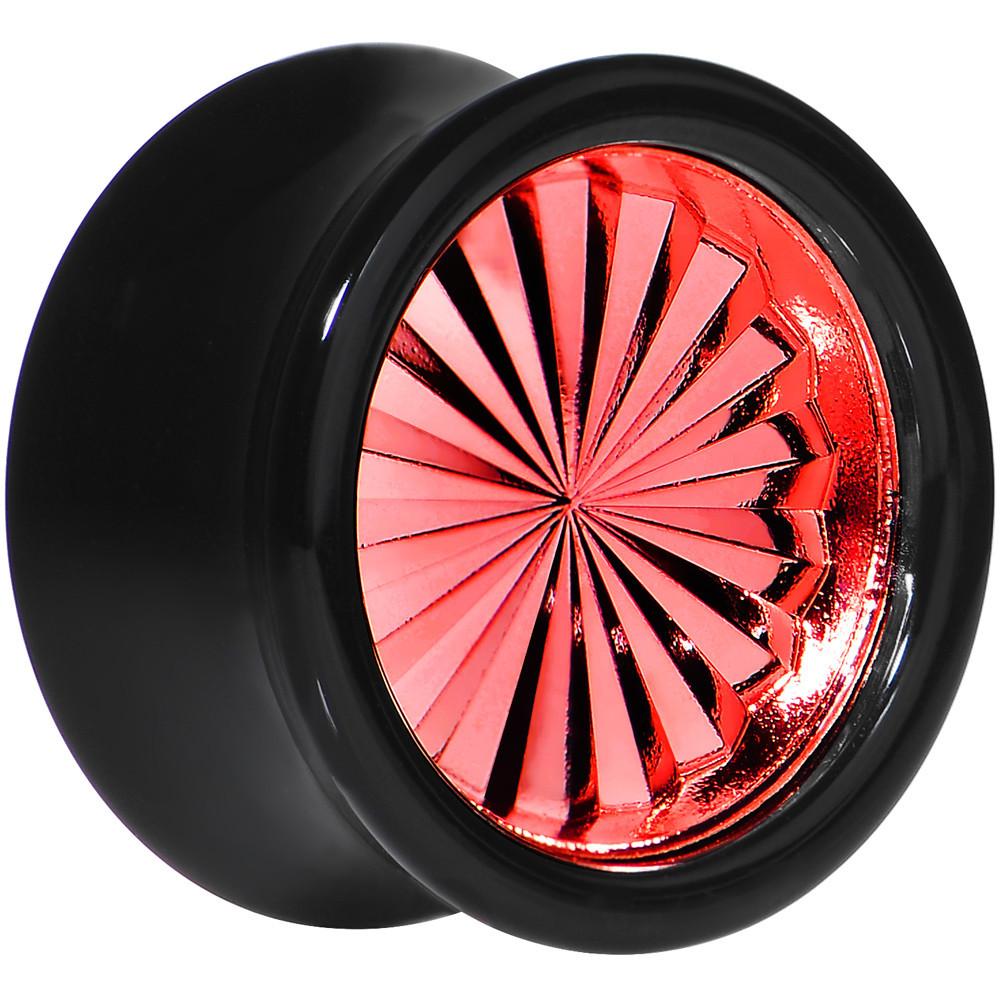 BodyCandy Black Acrylic Red Flashy Tire Rim Saddle Plug 2G to 20mm — in-use photo