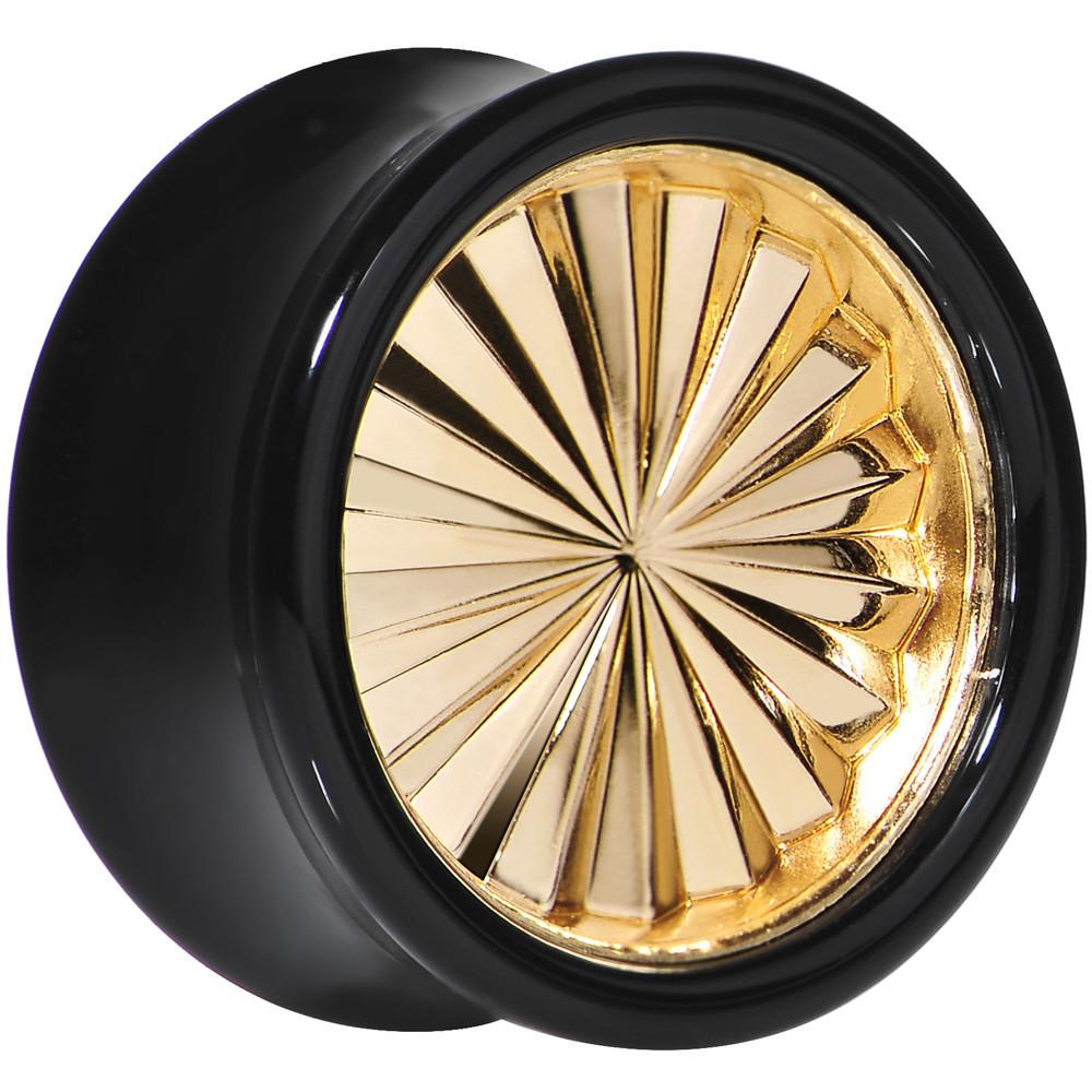 BodyCandy Black Acrylic Gold Flashy Tire Rim Saddle Plug 2G to 20mm — size reference