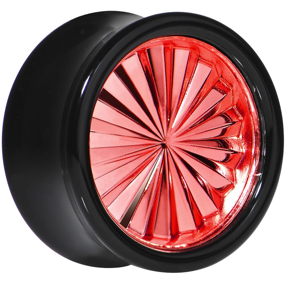 BodyCandy Black Acrylic Red Flashy Tire Rim Saddle Plug 2G to 20mm — size reference