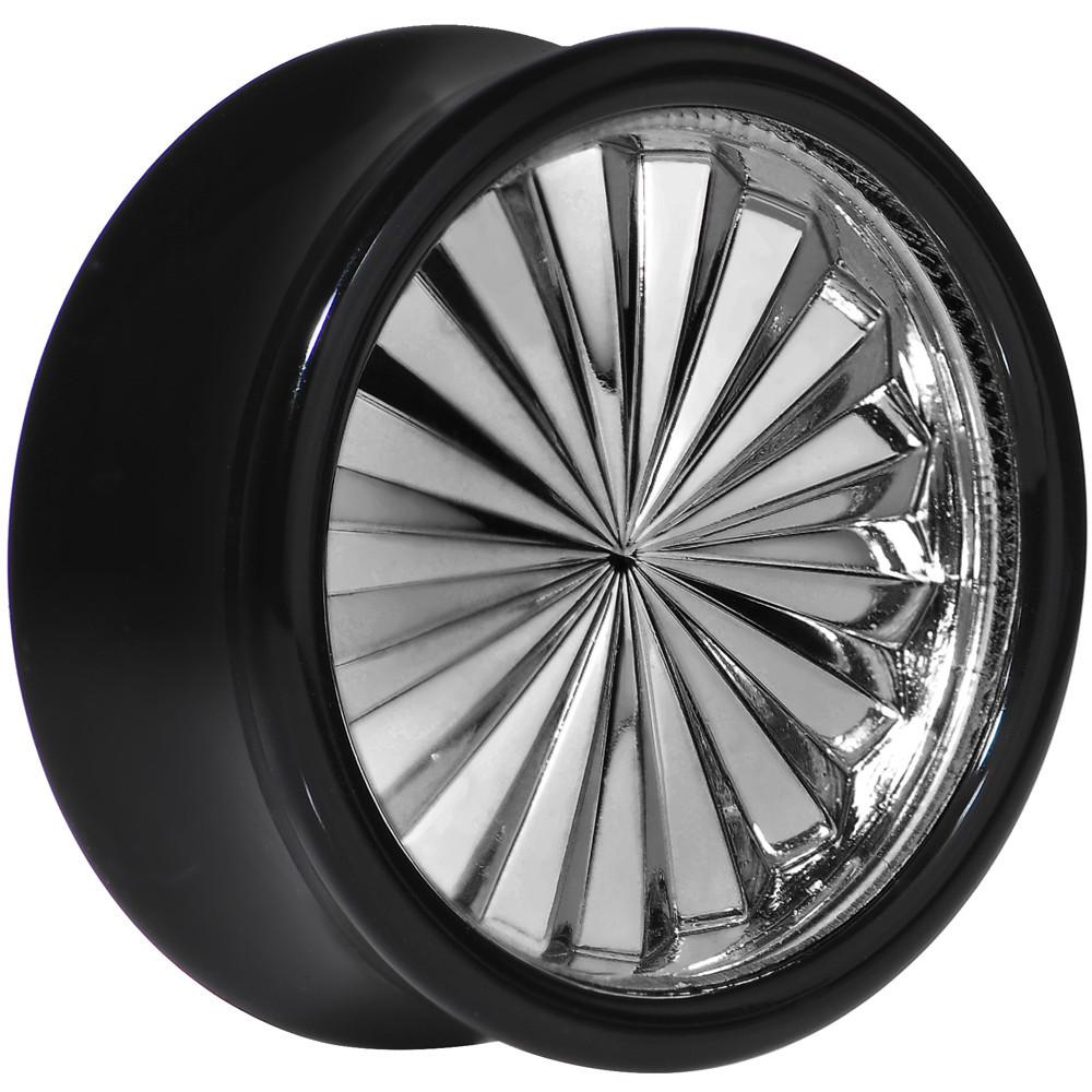 BodyCandy Black Acrylic Grey Flashy Tire Rim Saddle Plug 2G to 20mm — color detail