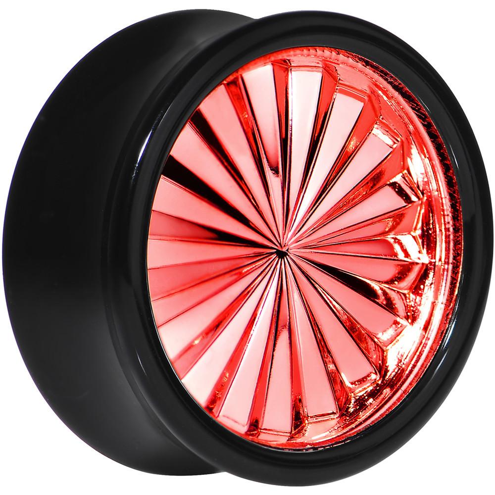 BodyCandy Black Acrylic Red Flashy Tire Rim Saddle Plug 2G to 20mm — color detail