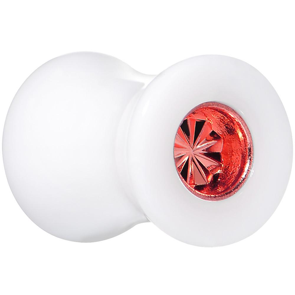 BodyCandy White Acrylic Red Flashy Tire Rim Saddle Plug 2G to 20mm — side view