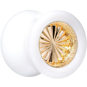 White Acrylic Gold Flashy Tire Rim Saddle Plug 2G to 20mm