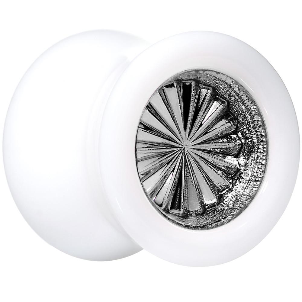 BodyCandy White Acrylic Grey Flashy Tire Rim Saddle Plug 2G to 20mm — main product shot