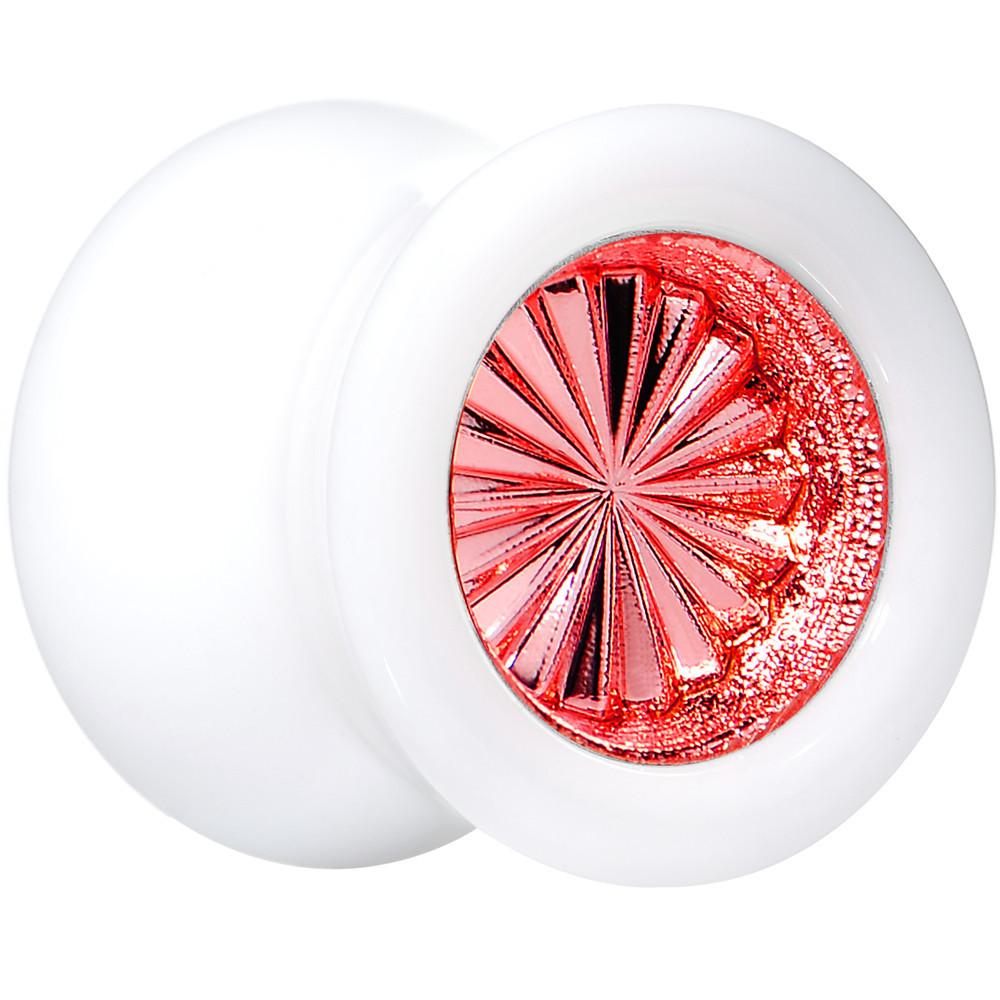 BodyCandy White Acrylic Red Flashy Tire Rim Saddle Plug 2G to 20mm — main product shot