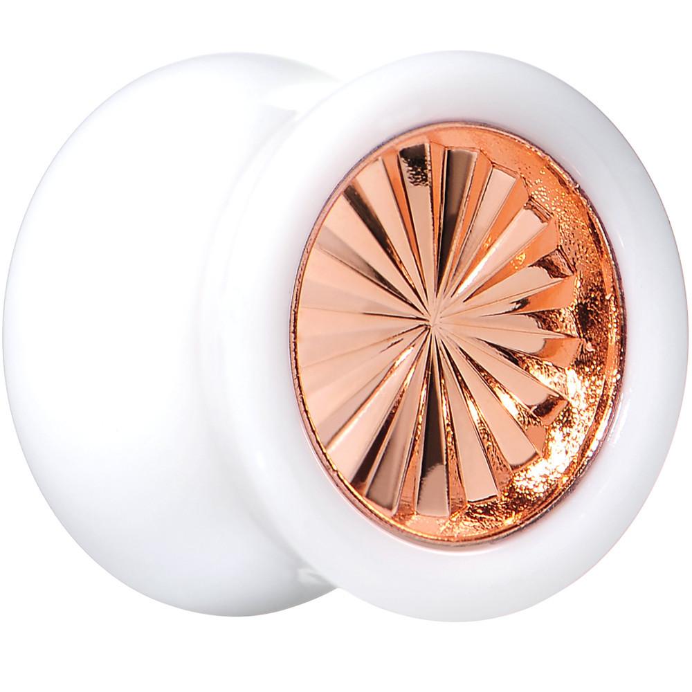 BodyCandy White Acrylic Pink Flashy Tire Rim Saddle Plug 2G to 20mm — back view