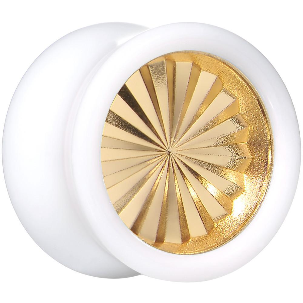 BodyCandy White Acrylic Gold Flashy Tire Rim Saddle Plug 2G to 20mm — alternative angle