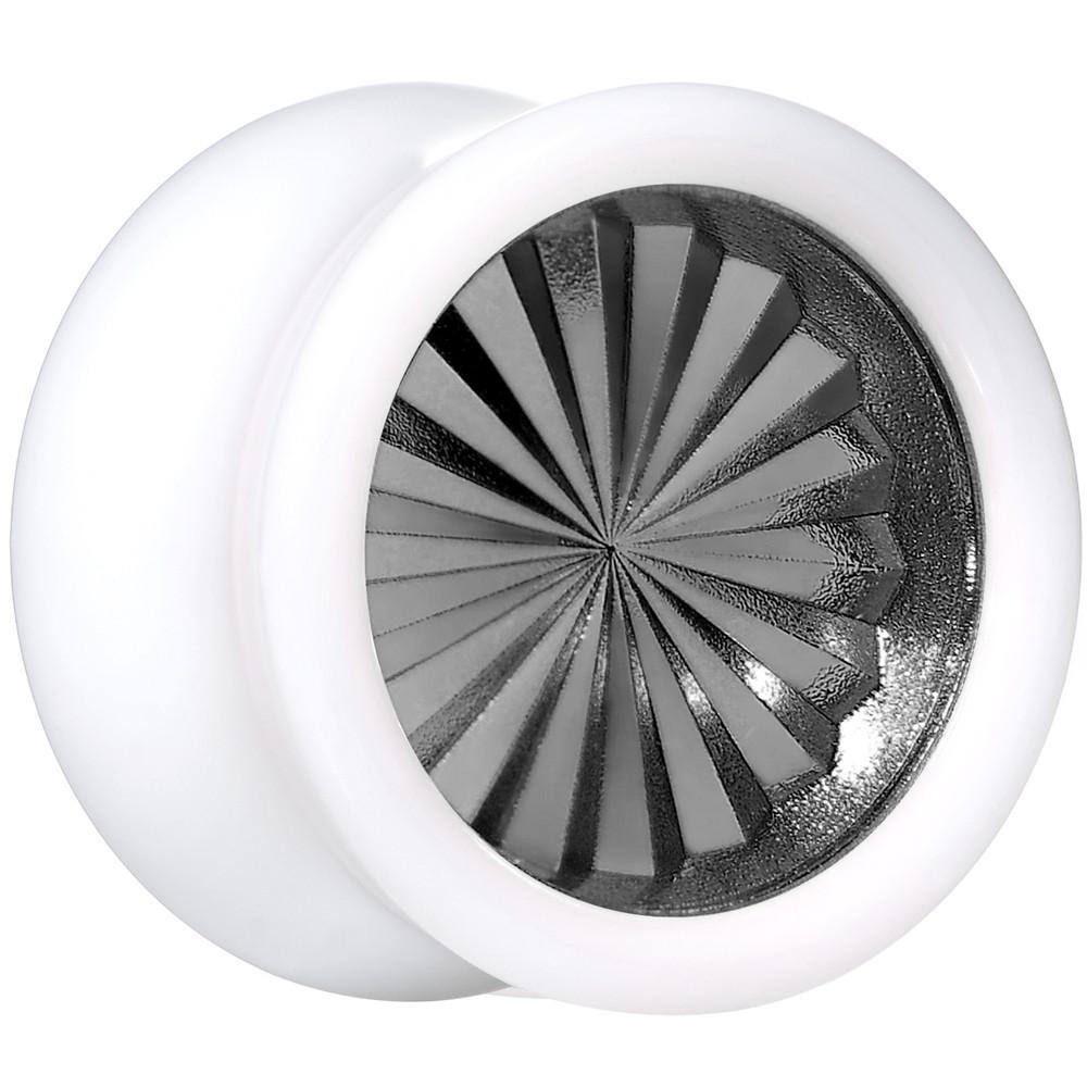 BodyCandy White Acrylic Grey Flashy Tire Rim Saddle Plug 2G to 20mm — alternative angle