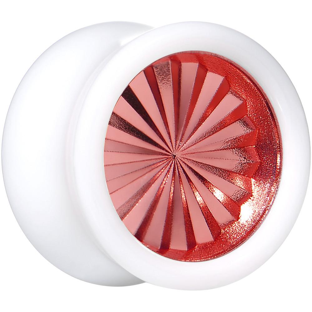 BodyCandy White Acrylic Red Flashy Tire Rim Saddle Plug 2G to 20mm — alternative angle