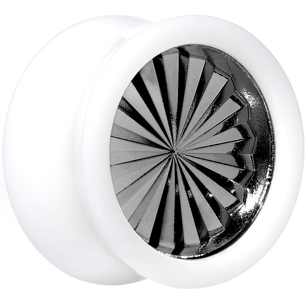BodyCandy White Acrylic Grey Flashy Tire Rim Saddle Plug 2G to 20mm — in-use photo