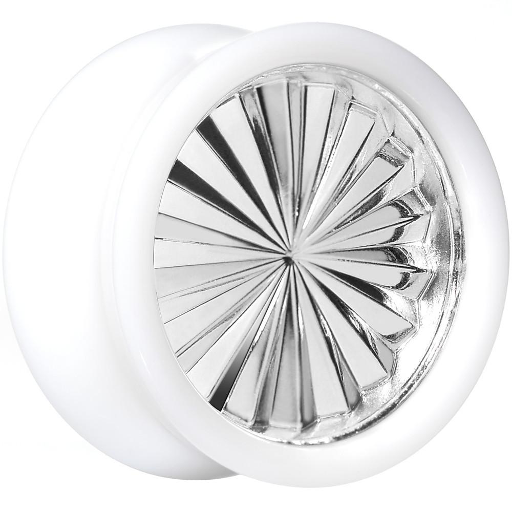 BodyCandy White Acrylic Silver Flashy Tire Rim Saddle Plug 2G to 20mm — size reference