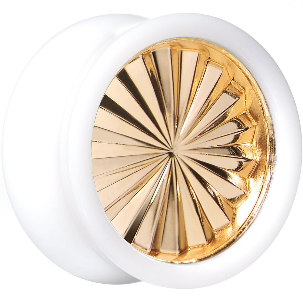 BodyCandy White Acrylic Gold Flashy Tire Rim Saddle Plug 2G to 20mm — size reference