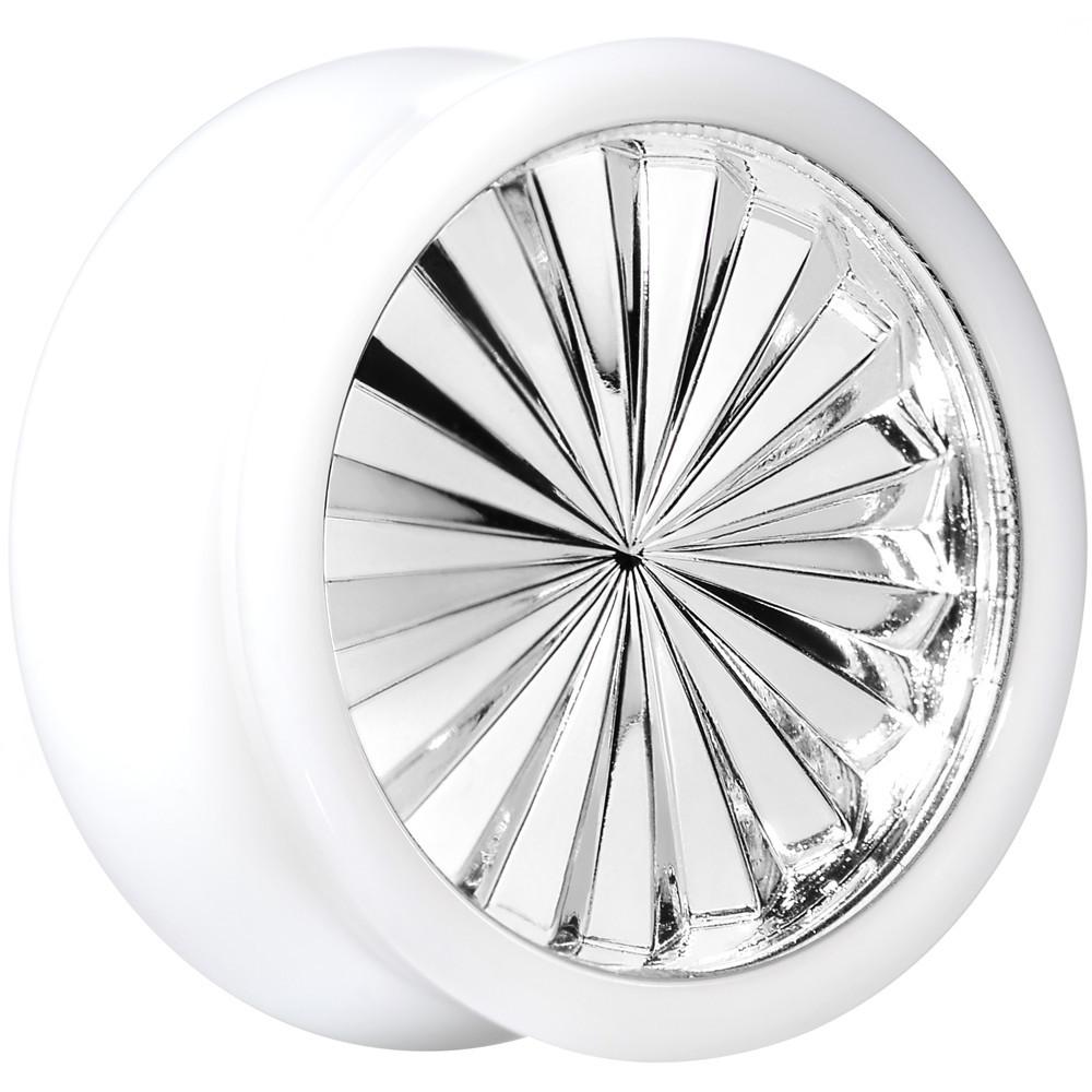 BodyCandy White Acrylic Silver Flashy Tire Rim Saddle Plug 2G to 20mm — color detail