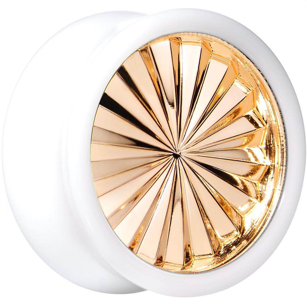 BodyCandy White Acrylic Gold Flashy Tire Rim Saddle Plug 2G to 20mm — color detail