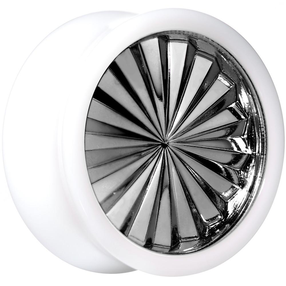 BodyCandy White Acrylic Grey Flashy Tire Rim Saddle Plug 2G to 20mm — color detail