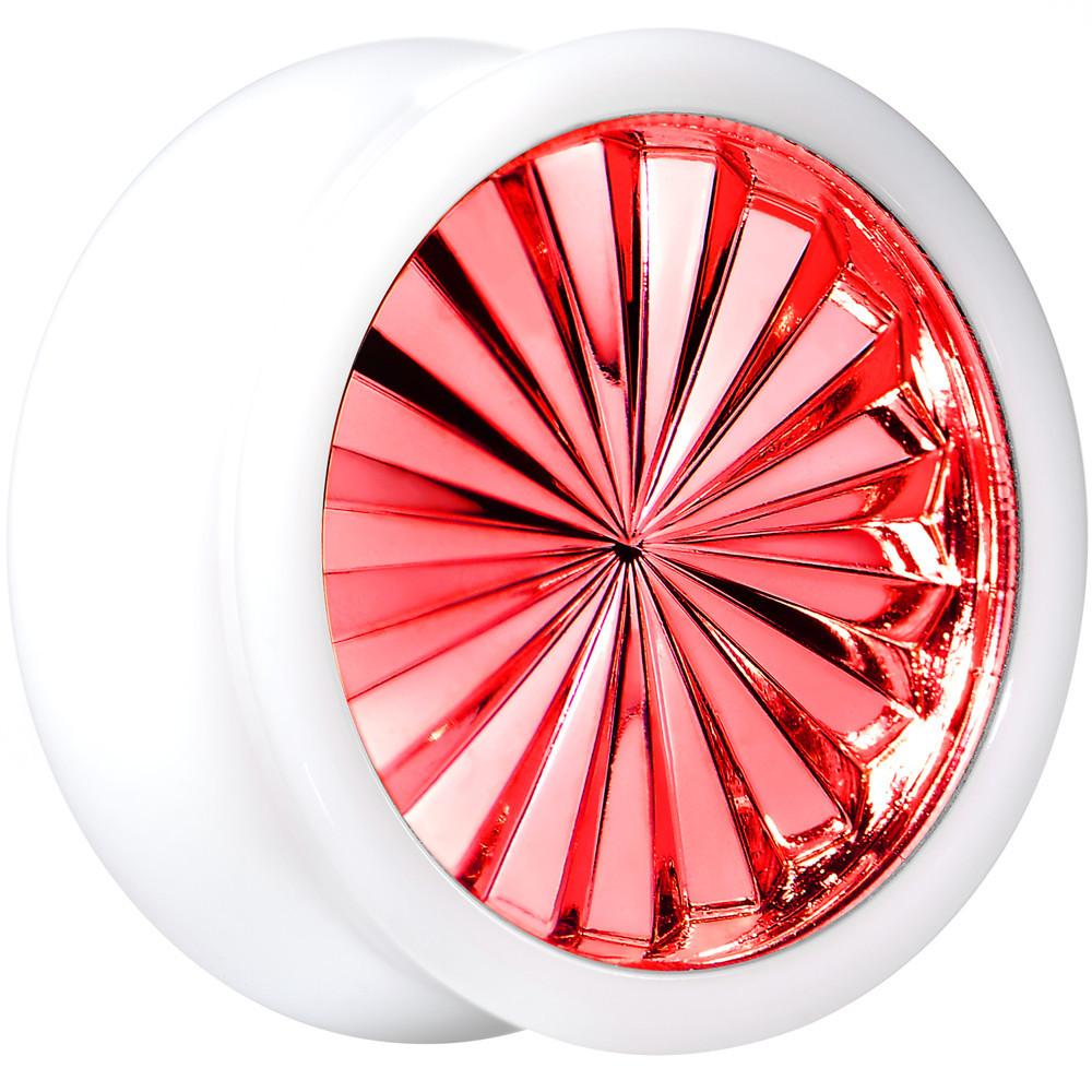 BodyCandy White Acrylic Red Flashy Tire Rim Saddle Plug 2G to 20mm — color detail