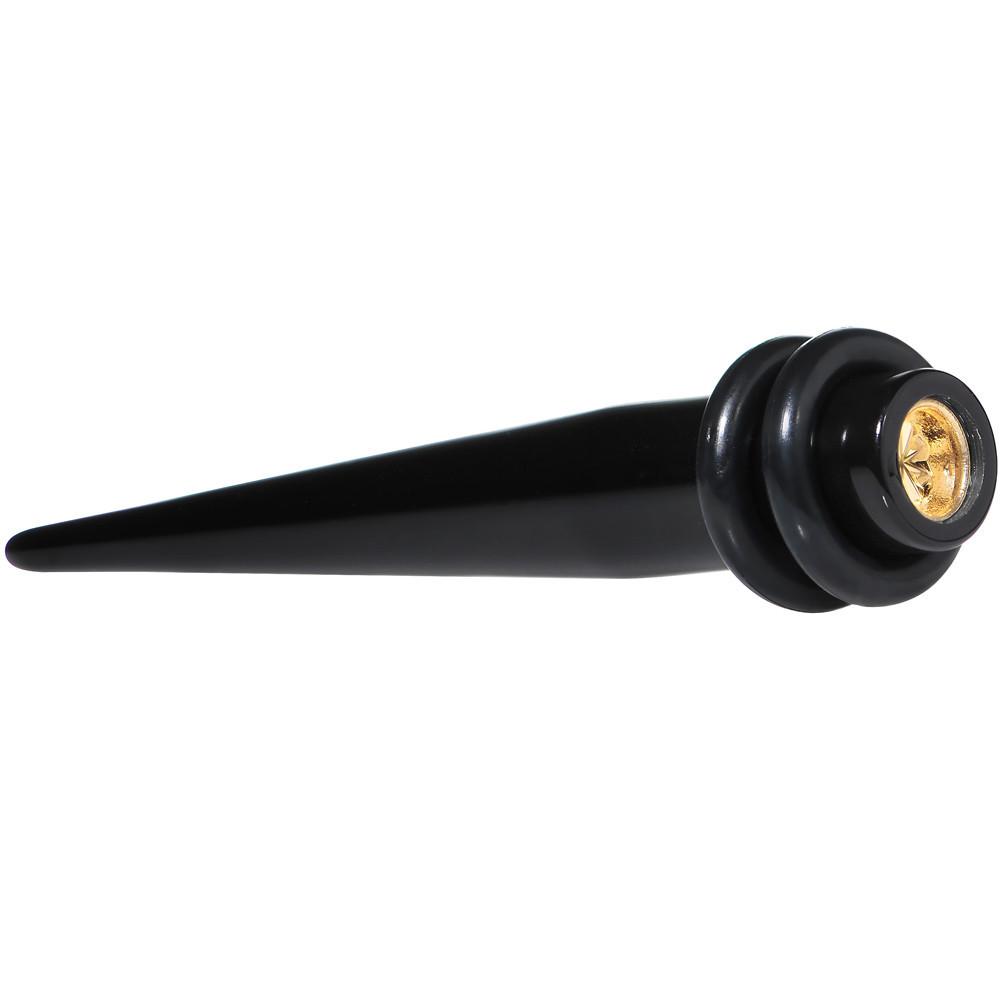 BodyCandy Black Acrylic Gold Flashy Tire Rim Taper 2G to 20mm — side view