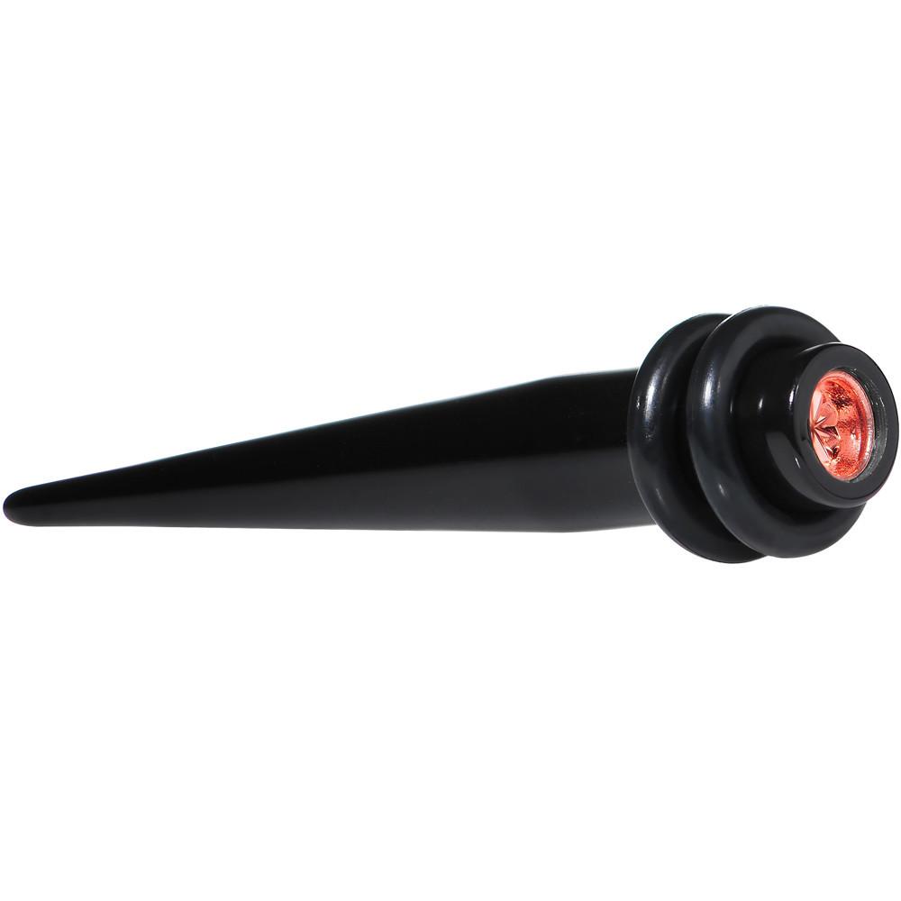 BodyCandy Black Acrylic Red Flashy Tire Rim Taper 2G to 20mm — side view