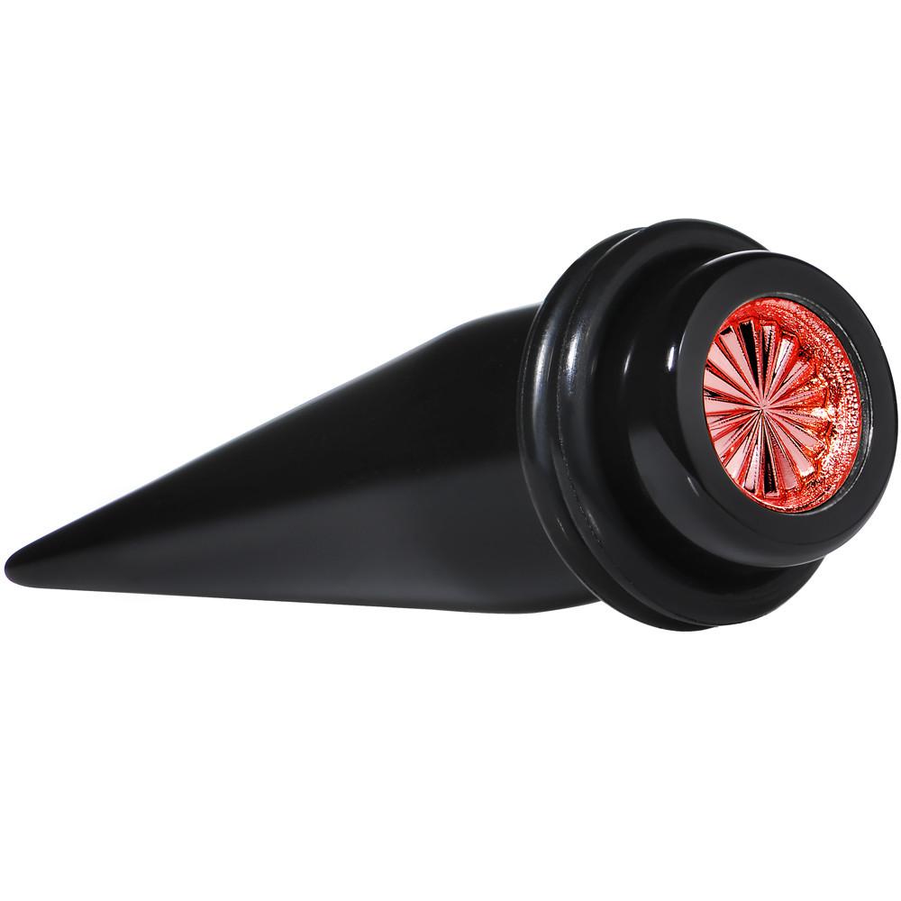 BodyCandy Black Acrylic Red Flashy Tire Rim Taper 2G to 20mm — back view