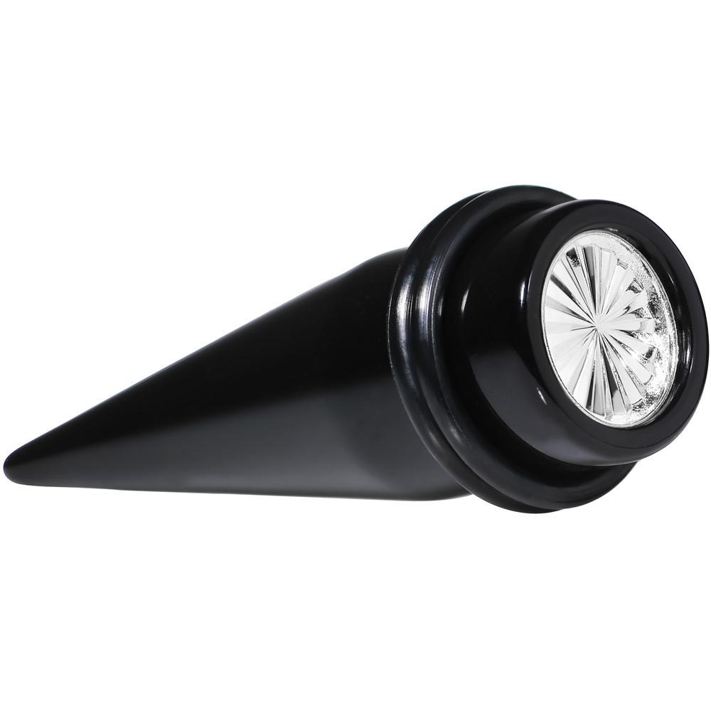 BodyCandy Black Acrylic Silver Flashy Tire Rim Taper 2G to 20mm — detail close-up