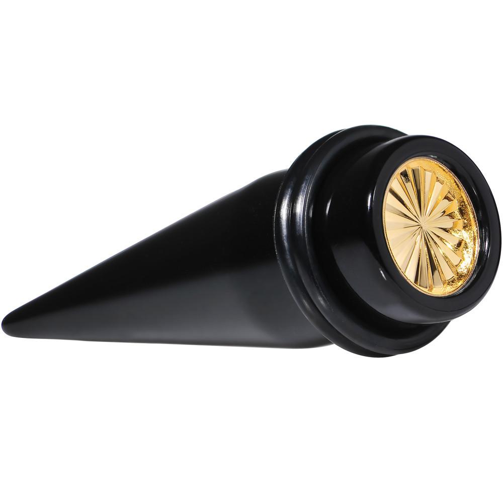 BodyCandy Black Acrylic Gold Flashy Tire Rim Taper 2G to 20mm — alternative angle