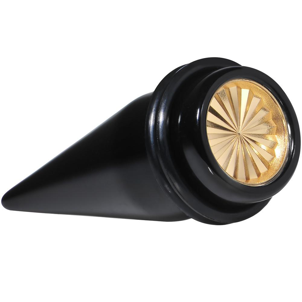 BodyCandy Black Acrylic Gold Flashy Tire Rim Taper 2G to 20mm — in-use photo