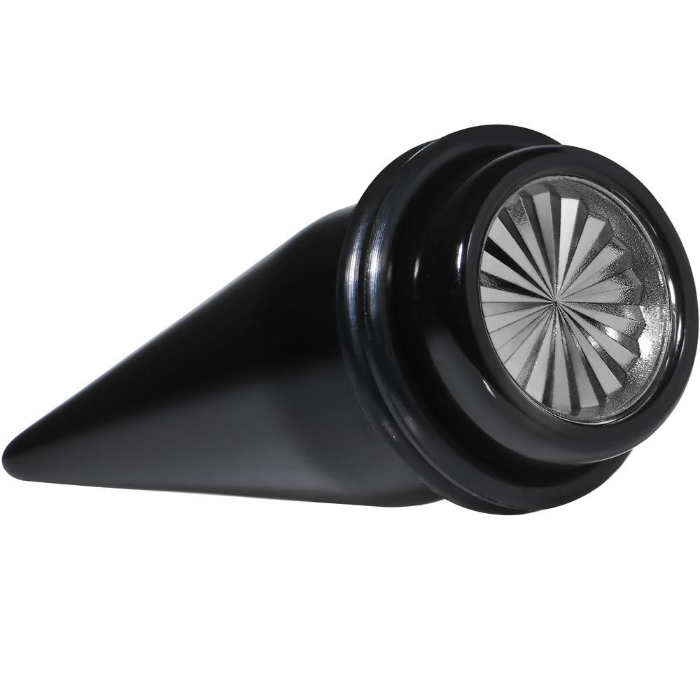 BodyCandy Black Acrylic Grey Flashy Tire Rim Taper 2G to 20mm — in-use photo