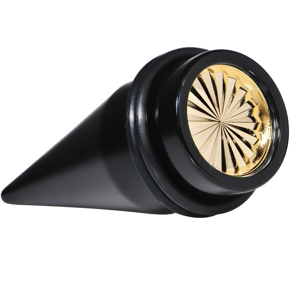 BodyCandy Black Acrylic Gold Flashy Tire Rim Taper 2G to 20mm — size reference