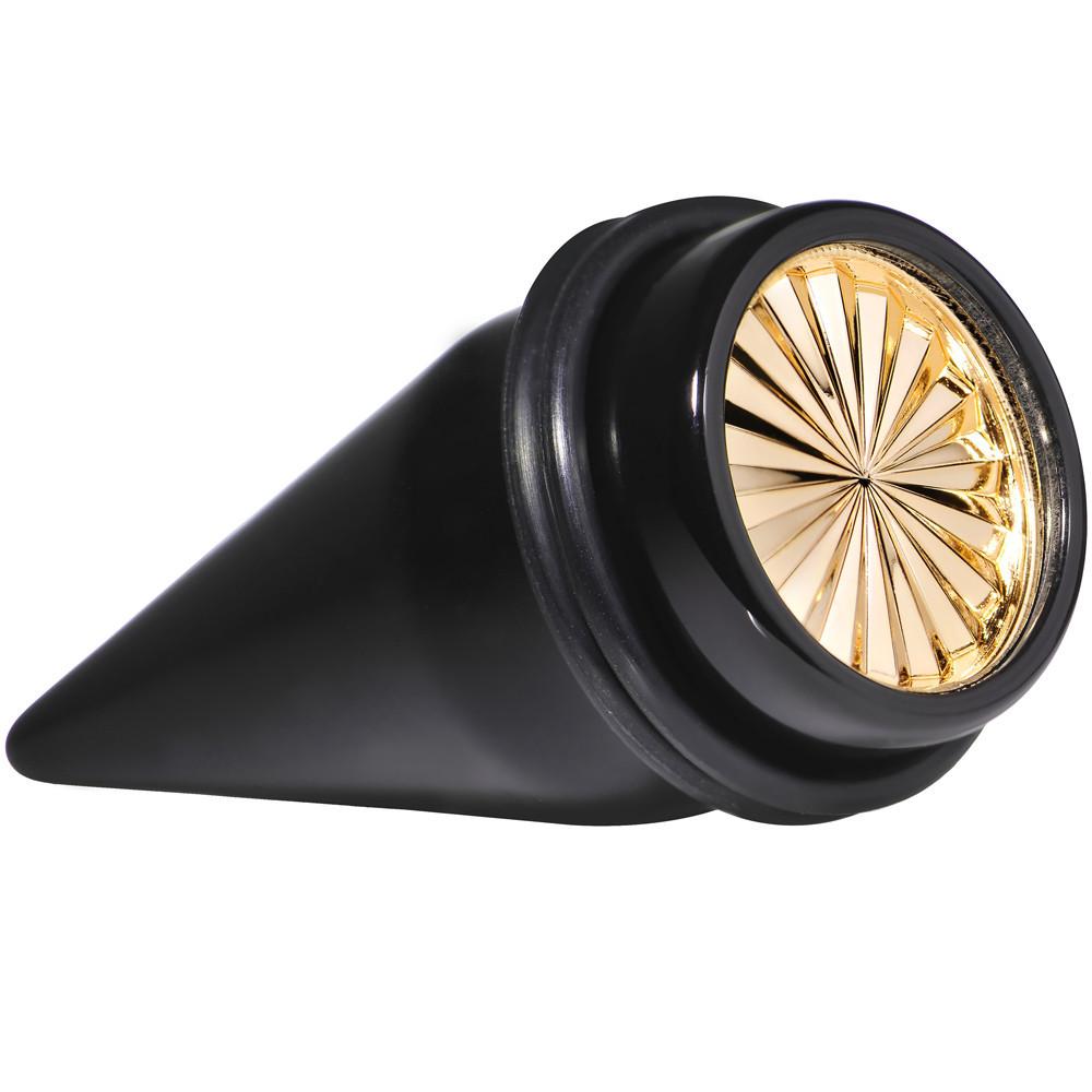 BodyCandy Black Acrylic Gold Flashy Tire Rim Taper 2G to 20mm — color detail
