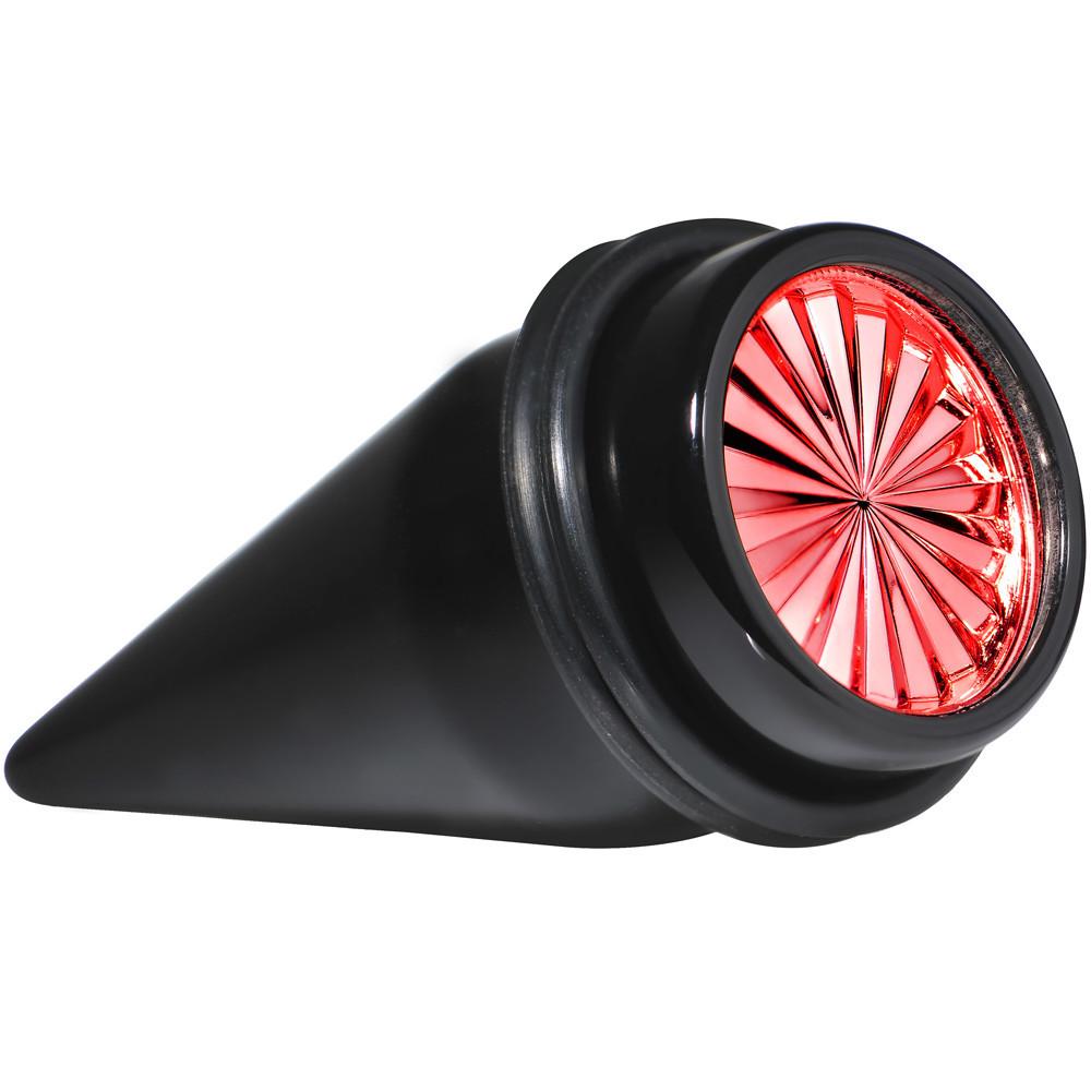 BodyCandy Black Acrylic Red Flashy Tire Rim Taper 2G to 20mm — color detail