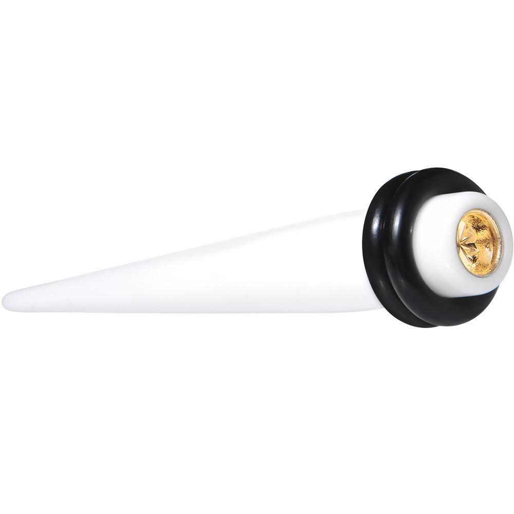 BodyCandy White Acrylic Gold Flashy Tire Rim Taper 2G to 20mm — side view