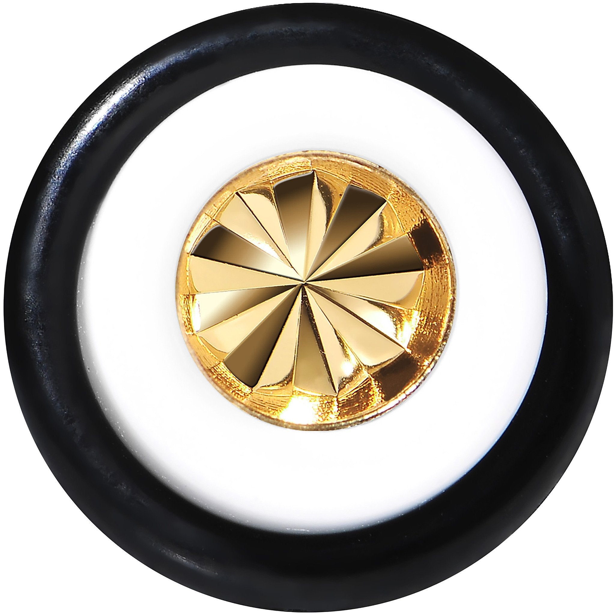 BodyCandy White Acrylic Gold Flashy Tire Rim Taper 2G to 20mm — detail close-up