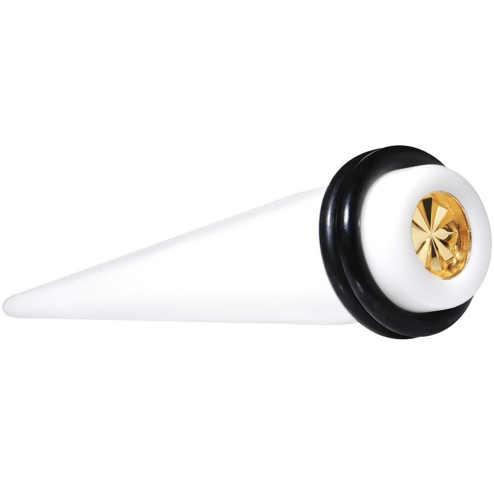 BodyCandy White Acrylic Gold Flashy Tire Rim Taper 2G to 20mm — main product shot