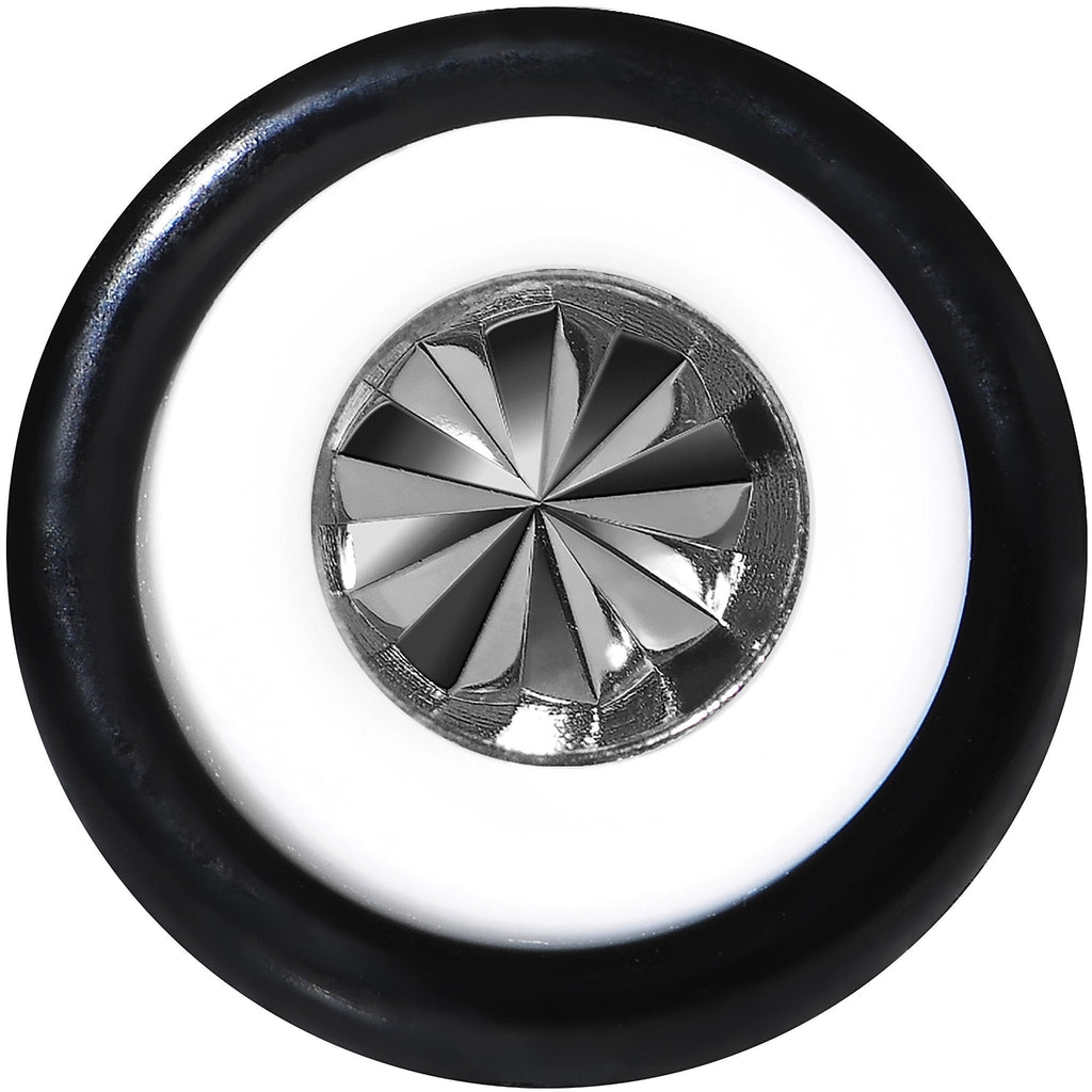 BodyCandy White Acrylic Grey Flashy Tire Rim Taper 2G to 20mm — detail close-up