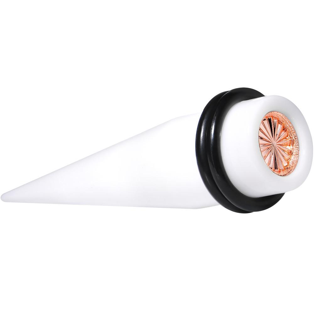 BodyCandy White Acrylic Pink Flashy Tire Rim Taper 2G to 20mm — back view