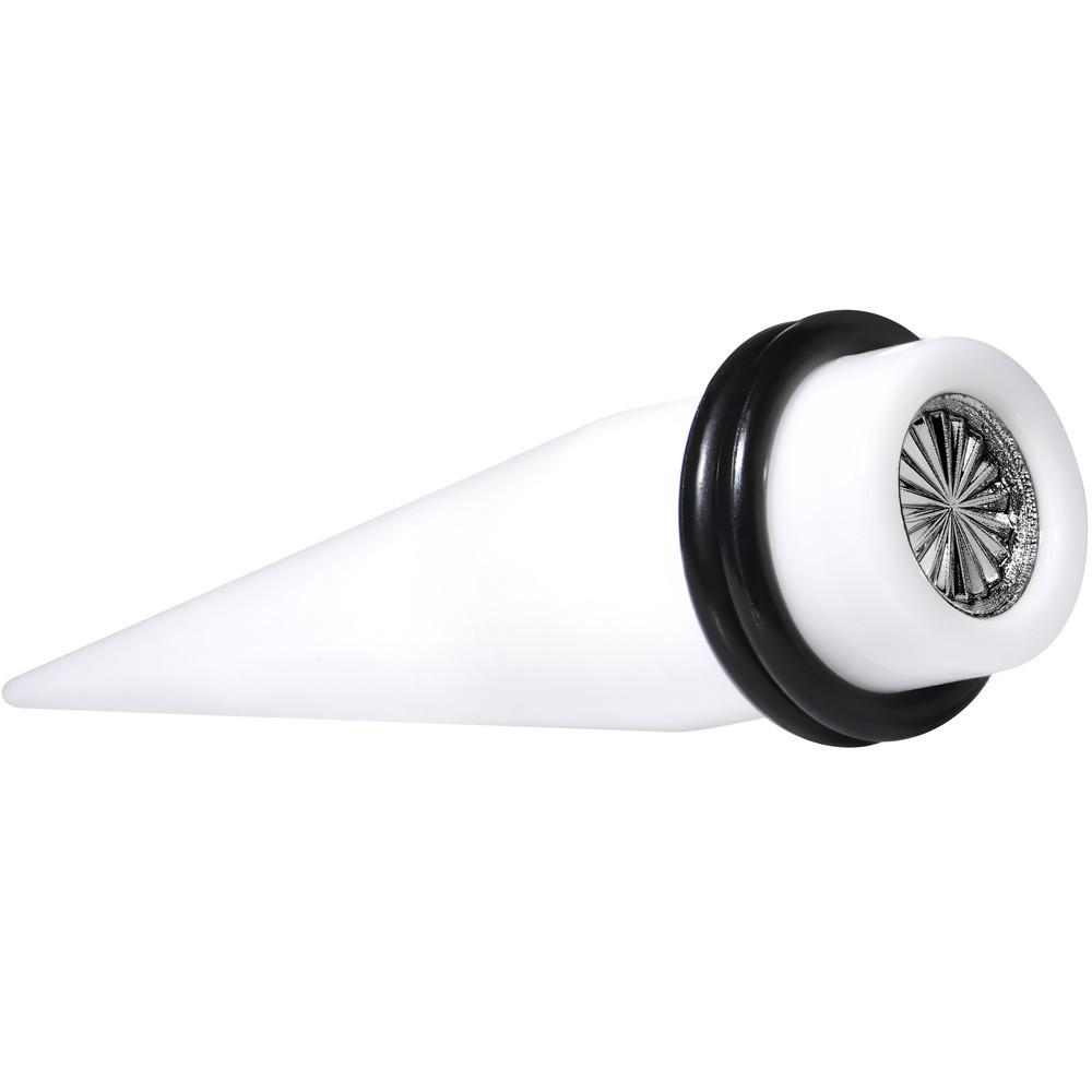 BodyCandy White Acrylic Grey Flashy Tire Rim Taper 2G to 20mm — back view
