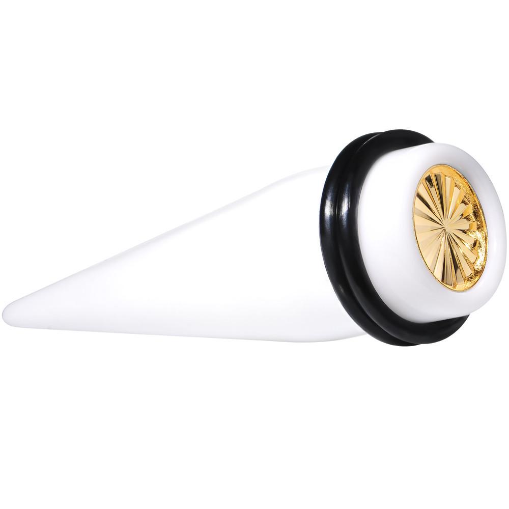 BodyCandy White Acrylic Gold Flashy Tire Rim Taper 2G to 20mm — alternative angle