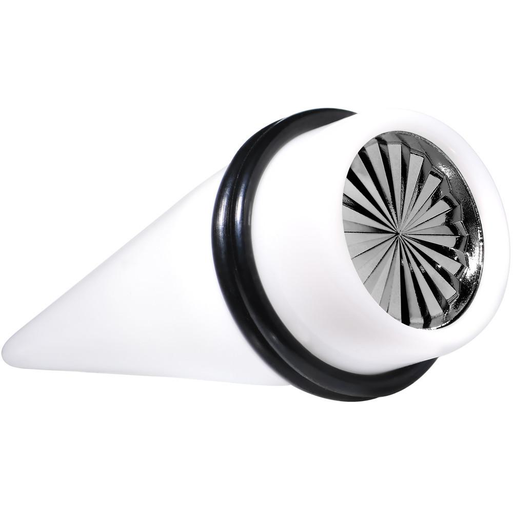 BodyCandy White Acrylic Grey Flashy Tire Rim Taper 2G to 20mm — size reference