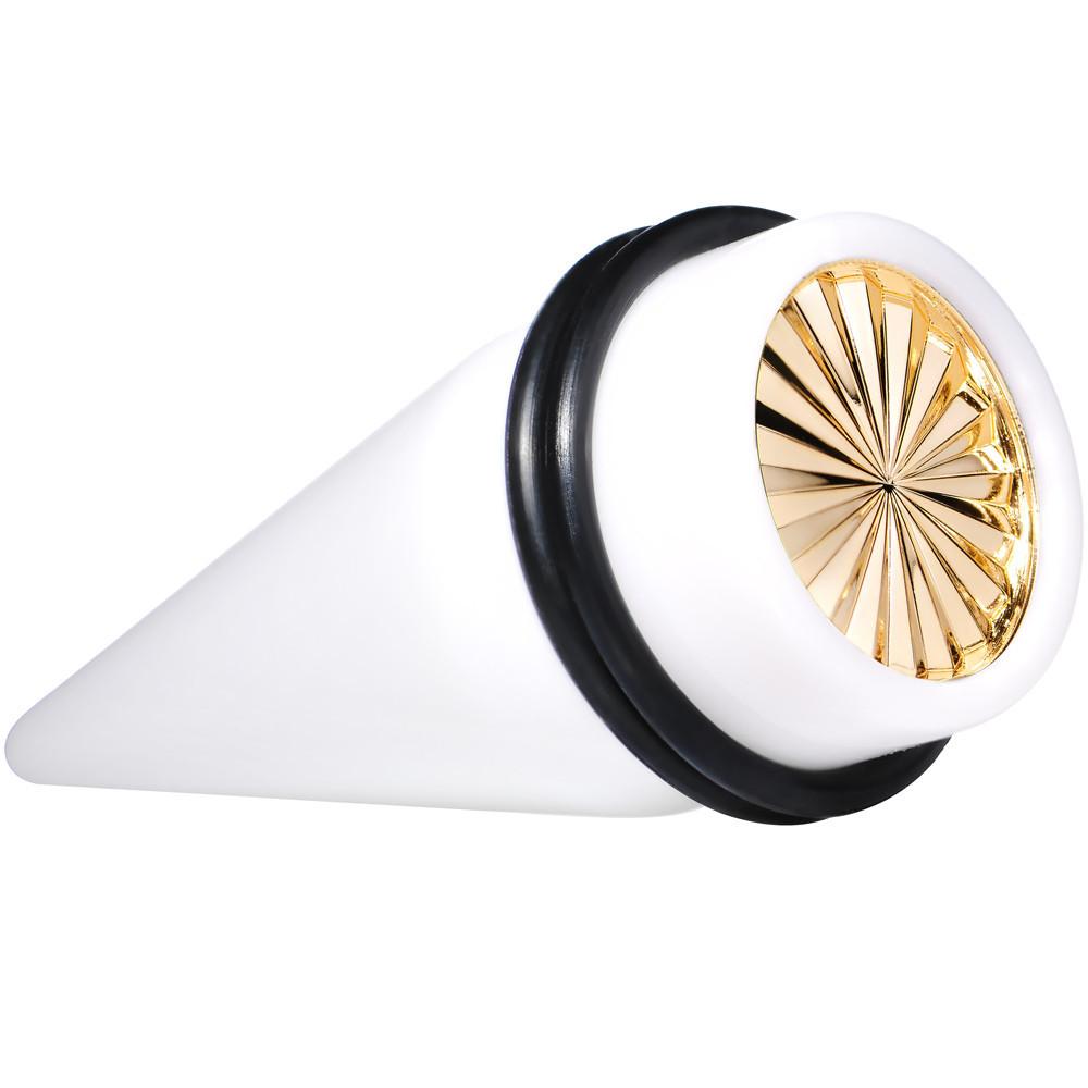BodyCandy White Acrylic Gold Flashy Tire Rim Taper 2G to 20mm — color detail