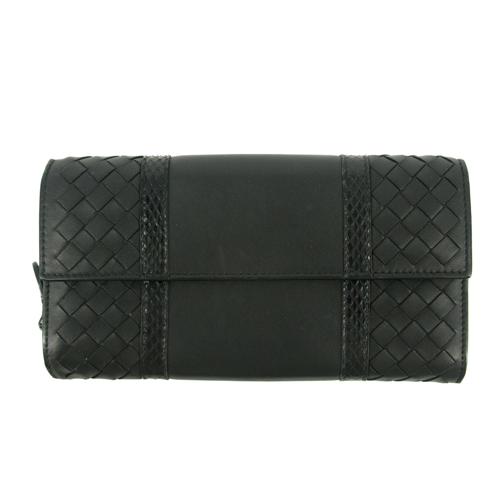 Bolt Boutique Bottega Veneta Intrecciato Black Bifold Long Wallet #5197 — main product shot