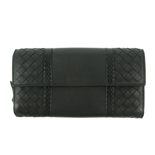 Bolt Boutique Bottega Veneta Intrecciato Black Bifold Long Wallet #5197 — main product shot