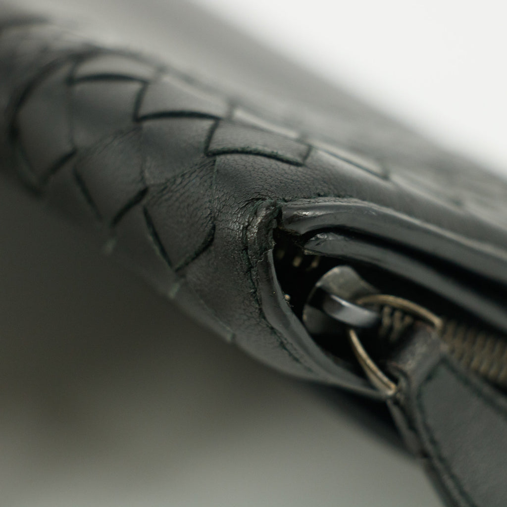 Bolt Boutique Bottega Veneta Intrecciato Black Bifold Long Wallet #5197 — side view
