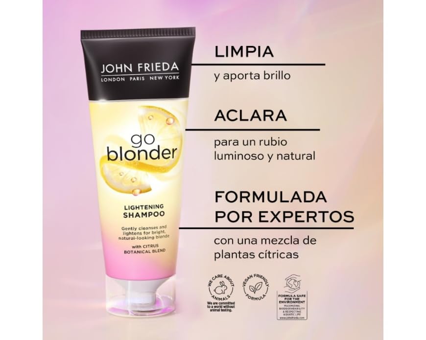 John Frieda Go Blonder Lightening Shampoo for Blonde Hair - 250ml, Nourishing & Strengthening