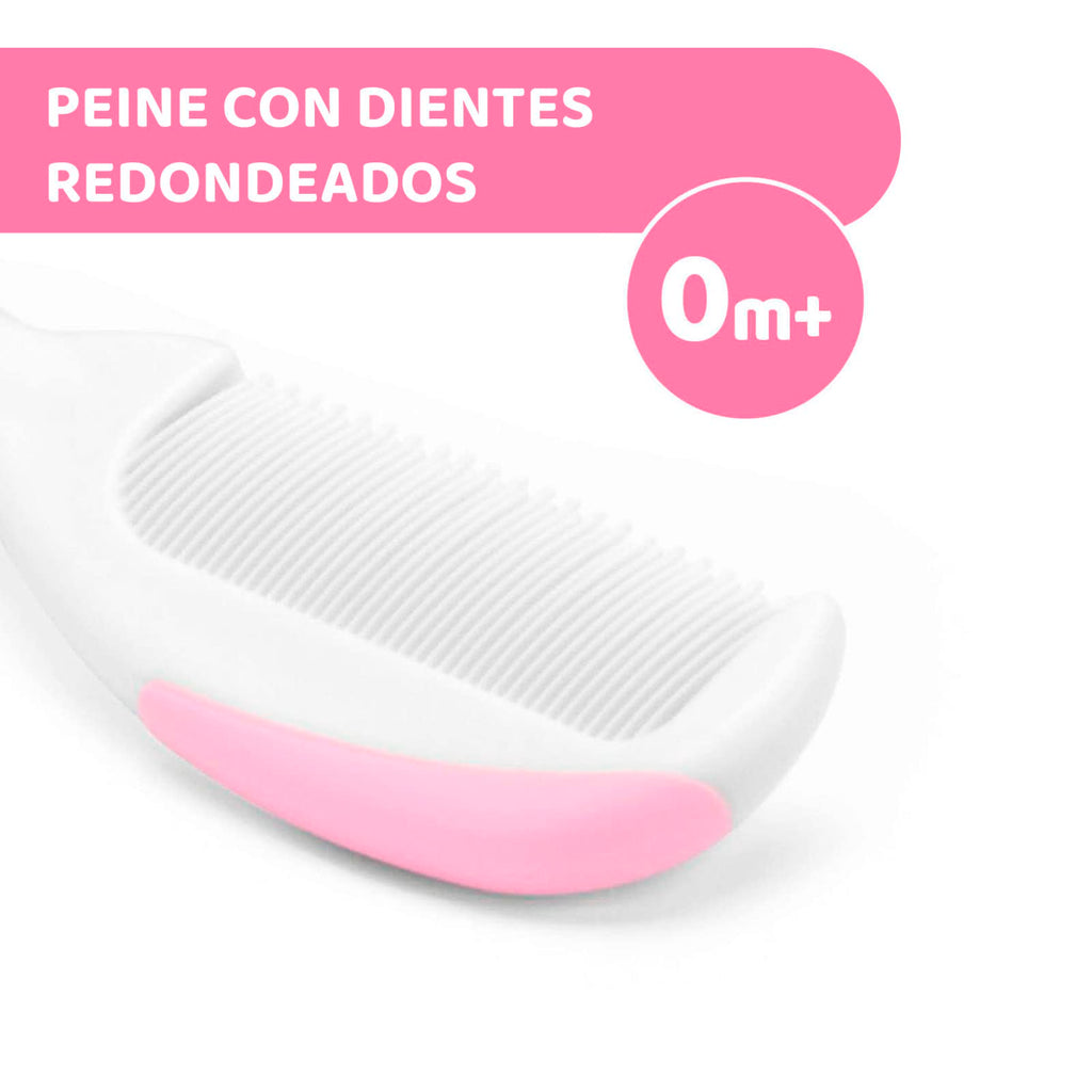 Chicco Baby Hair Brush and Comb Set for Newborns - Gentle Natural Bristle Brush and Safe Round-Tipped Comb for Infant Hair Care