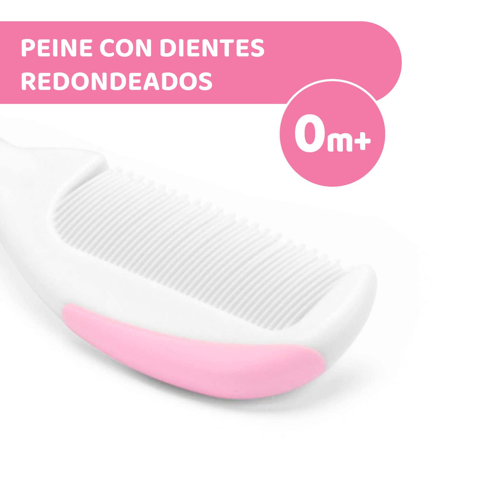 Chicco Baby Hair Brush and Comb Set for Newborns - Gentle Natural Bristle Brush and Safe Round-Tipped Comb for Infant Hair Care