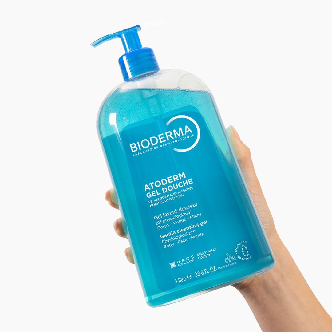 Bioderma Atoderm Shower Gel 1000ml - Moisturizing, Dermatologically Tested, Paraben-Free for Sensitive Skin