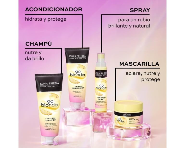 John Frieda Go Blonder Lightening Shampoo for Blonde Hair - 250ml, Nourishing & Strengthening