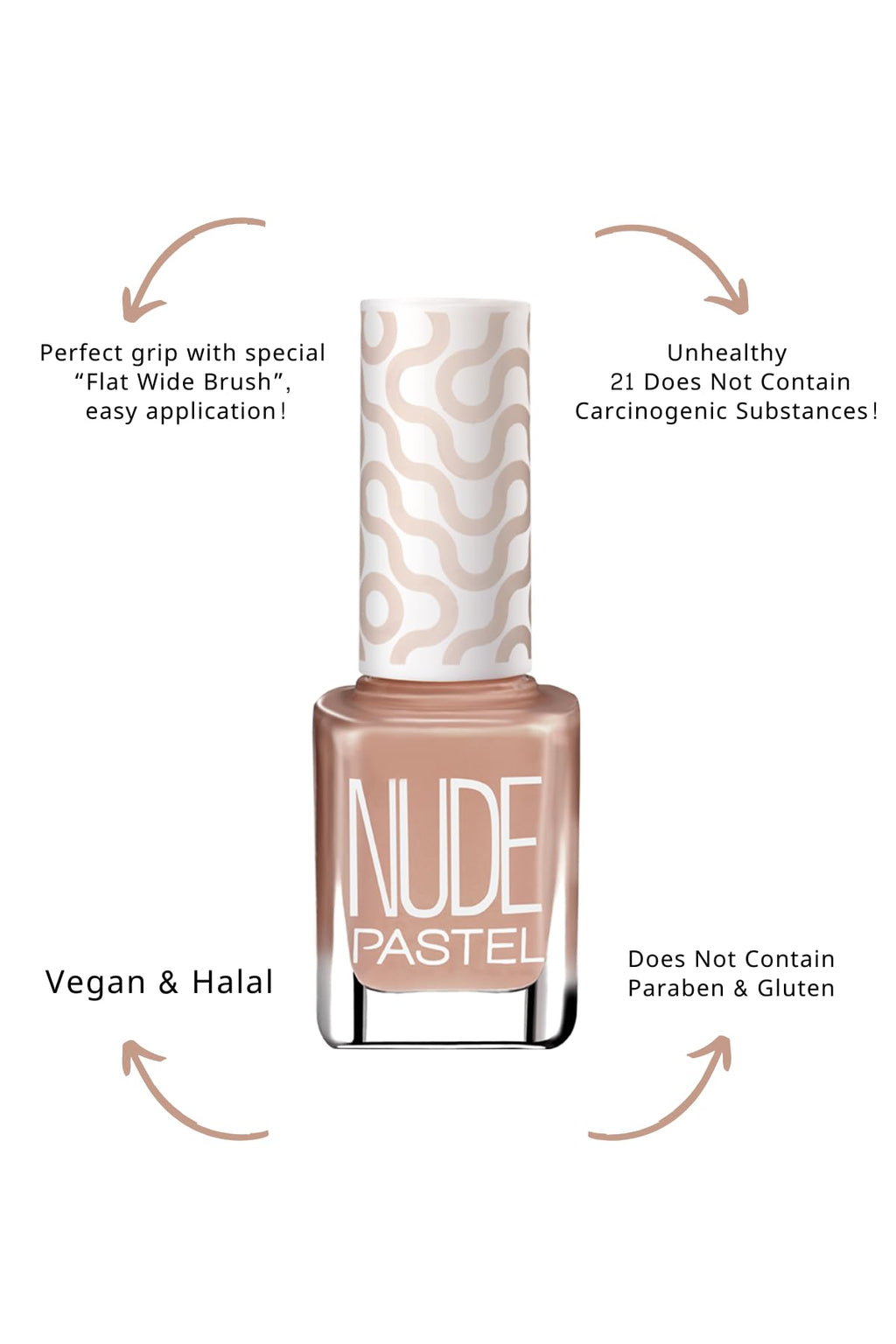 Pastel Vegan Nude Nail Polish 13ml - Cruelty-Free, Non-Toxic, Intense Coverage