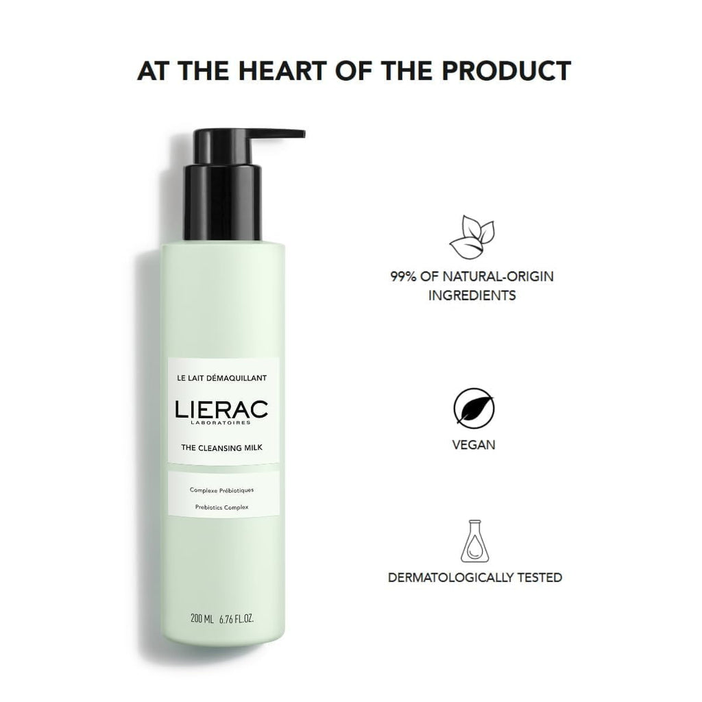 Lierac Vegan Cleansing Milk 200ml - Gentle, Non-Comedogenic Skincare for Normal to Dry Skin
