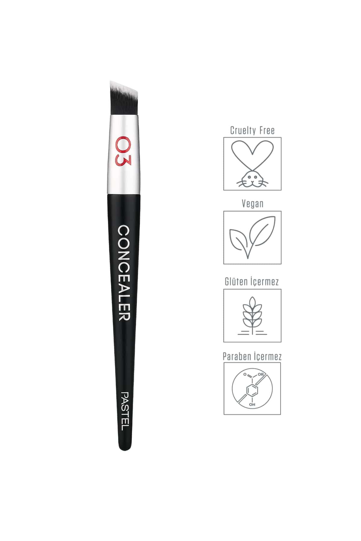 Pastel Profashion Concealer Brush for Precise Eye Makeup Application - Dense Bristle Structure, Special Cut for Easy Concealer Distribution
